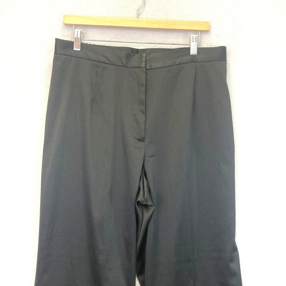 Y2K Spenser Jeremy 16W Black Satin Floral Embroidered Wide Leg Dress Pants Boho - Picture 7 of 15